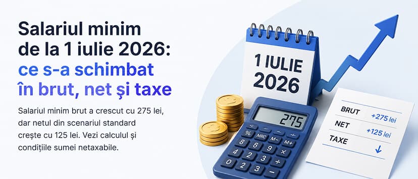 Calendar deschis la 1 iulie 2026, calculator și comparația dintre creșterea brută și cea netă